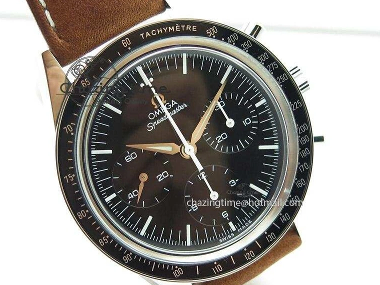 0508 Supportive Speedmaster Professional The Moon Watch on Brown Asso Strap Asian Manual Winding Chronograph Movement 8288
